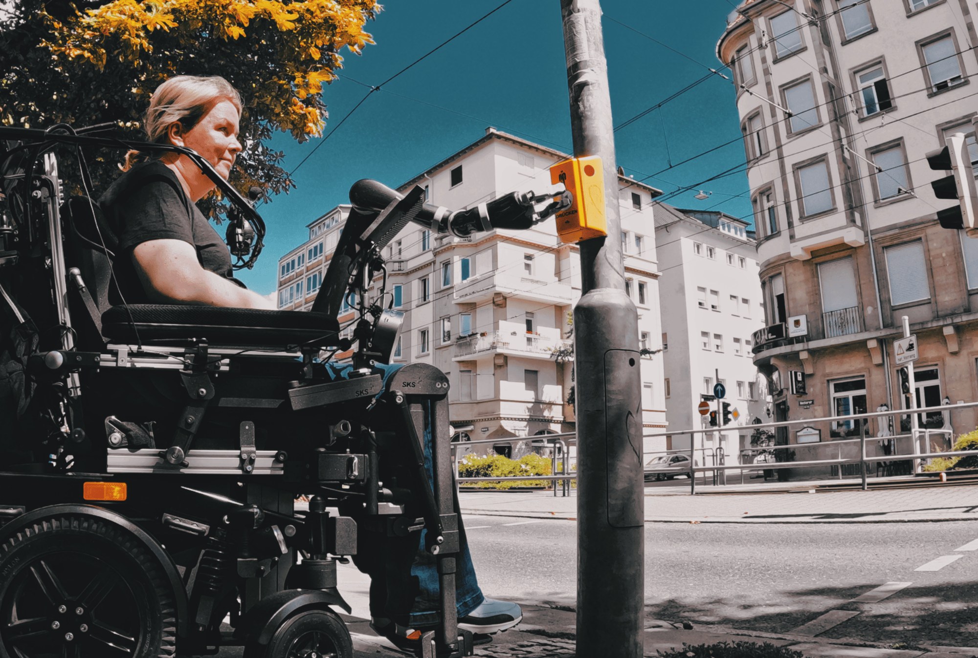 Kinova Jaco in use on a city street