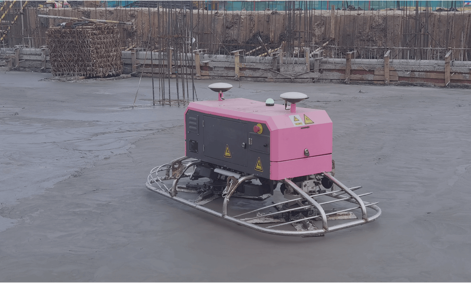 Basement concrete trowelling robot on a fresh slab