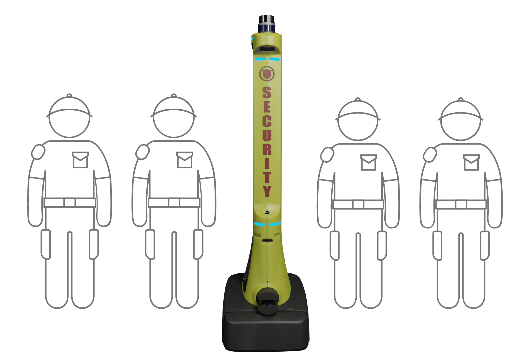 PatrolBot autonomous security robot shown at human scale