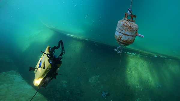 Defender working underwater