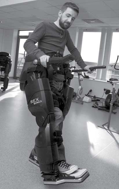 Stepping in REX during a physiotherapy session