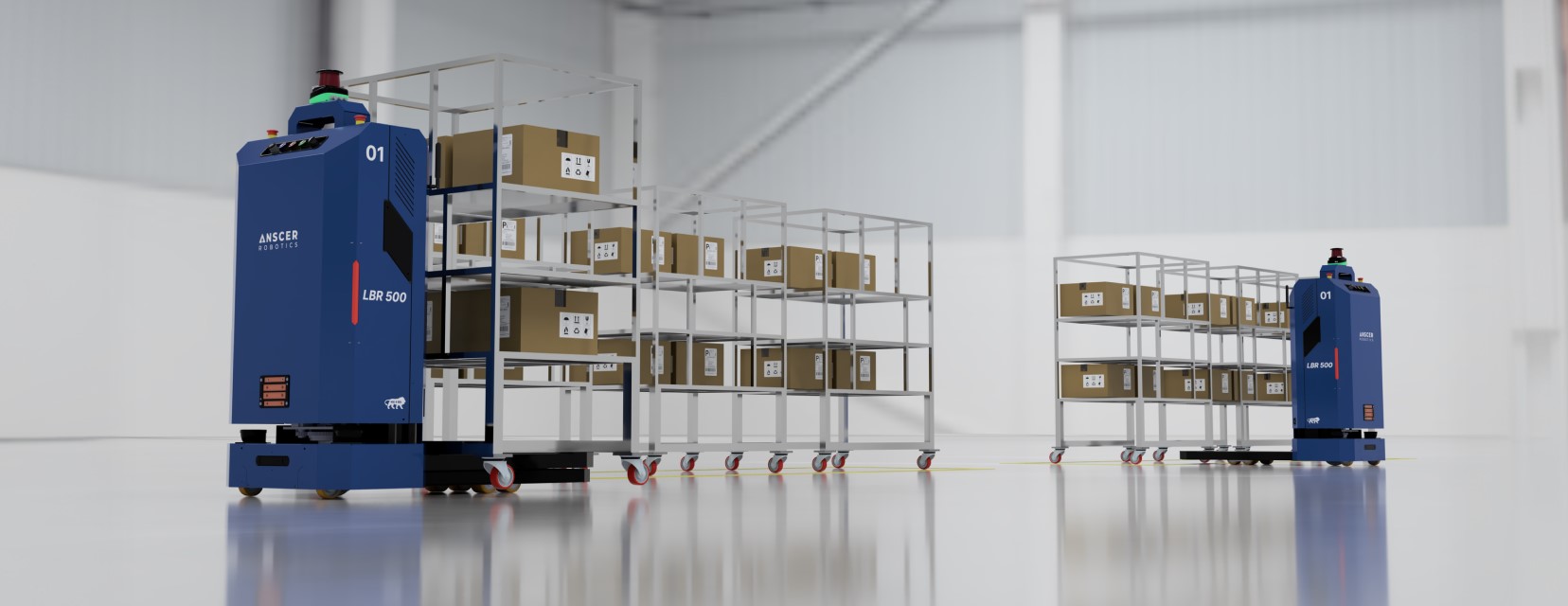 LBR 500 robots moving trolleys